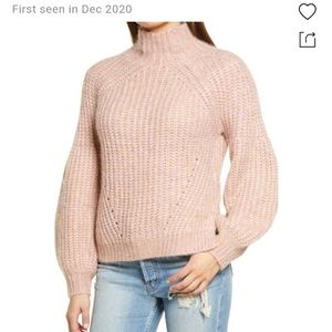 NEW All In Favor Puff Sleeve Pink Sweater